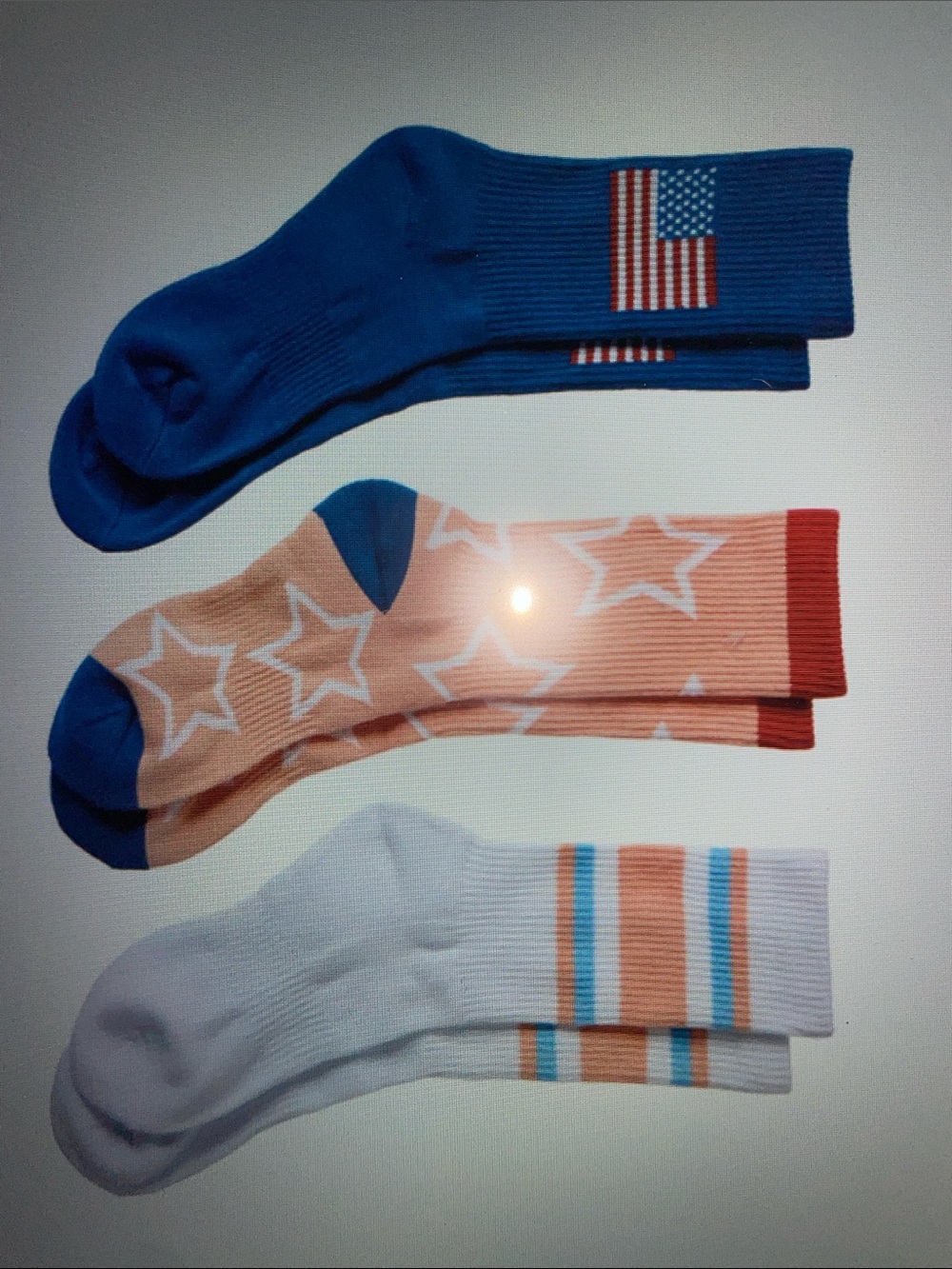 3-Pack Women's Crew Socks - Blue, Peach, White